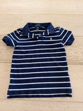 Ralph Lauren Navy & White Striped Kids Polo